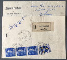France N°1011B (x3) + Blason Sur Document Du Tribunal, CARPENTRAS - Recommandé 31.10.1957 - (B3856) - 1921-1960: Période Moderne