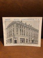 Brest * Hôtel CONTINENTAL , Square De La Tour D'auvergne * Doc Plublicitaire Ancien Illustré - Brest