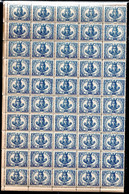 97.SWEDEN.1887-8 STOCKHOLM LOCAL POST 1 ORE SHEET OF 100,FOLDED IN THE MIDDLE,MNH,VERY FEW PERF.SPLIT - Emisiones Locales