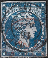 GREECE 1871-72 Large Hermes Head Inferior Paper Issue 20 L Blue Vl. 48 B / H 35 C - Gebraucht