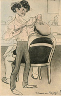 Métier Coiffeur Barbier * CPA Illustrateur Dos 1900 * L'OEUF DU FIGARO * Coupe Chou * Cps Dos 1900 - Autres & Non Classés