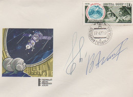 N°1328 N -lettre (cover) Soyuz -signatures Astronautes Russes Bykovski Et Aksenov - Russia & URSS