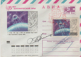 N°1325 N -lettre (cover) Soyuz -signatures Astronautes Russes Nikolaiev Et Sevastianov - Russia & URSS