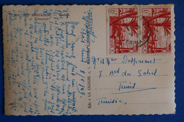 L15 MAROC  BELLE CARTE 1949 POUR TUNIS + PAIRE DE T.P + AFFRANCH. PLAISANT - Lettres & Documents