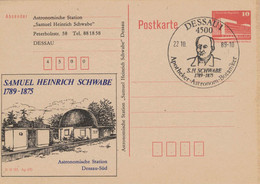 Samuel Heinrich Schwabe Deutscher Astronom Apotheker Botaniker  - Dessau 1989 Ganzsache Astronomische Station - Pharmacy