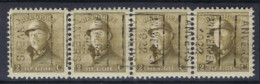 Koning Albert I Met Helm Nr. 166 ** MNH ( Strip Van 4 )  Voorafgestempeld Nr. 2860 B  ANTWERPEN 1922 ANVERS  ! - Roulettes 1920-29