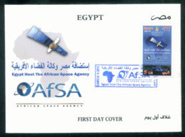 EGYPT / 2019 / AFSA / SPACE / SATELLITE / MAP / AFRICA / ANIMALS / ELEPHANT / GIRAFFE / LION / FOREST/ FDC - Cartas & Documentos