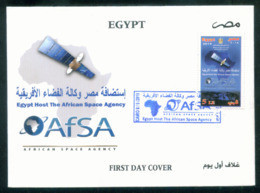 EGYPT / 2019 / AFSA / SPACE / SATELLITE / MAP / AFRICA / ANIMALS / ELEPHANT / GIRAFFE / LION / FOREST/ FDC - Briefe U. Dokumente
