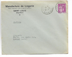 SAINT LOUIS Haut Rhin Env. Commerciale Manufacture De Lingerie 1936 ....G - Saint Louis