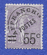 SEMEUSE LIGNÉE PRÉOBLITÉRÉ SURCHARGE 55 SUR 60 N° 47 PARTICULARITÉ BORD GAUCHE - 1893-1947