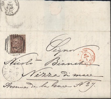 Italie YT 18 Victor Emmanuel II Genova 31 OCT 1878 Cercle Barres GC 13 Marque D'entrée Italie Vintim Nice 1 NOV 78 - Marques D'entrées