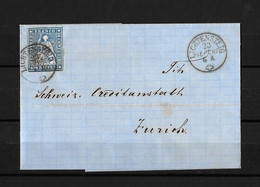 1854-1862 Helvetia (ungezähnt) → Siegel Briefhülle Lichtensteig Nach Zürich      ►SBK-23B4.Vb◄ - Storia Postale