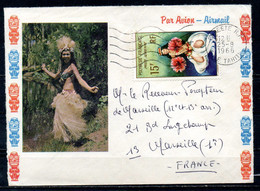 POLYNESIE. PA 7 De 1964 Sur Enveloppe Illustrée Ayant Circulé. Danseuse Tahitienne. - Covers & Documents