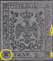 ITALIA-ITALY-ITALIE-ITALIEN,Ancient States 1853 DUCATO DI MODENA, Gazzette Stamp CENT.9 (interrupted Lines) Hnged Gum - Modena