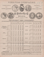 MALAGA B. RUCKERTH & Cie. VINS D'ESPAGNE MAISON FONDEE EN 1867 - Espagne