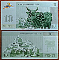 (!) 2011 10 VENTI LATVIA , Lettland , Lettonia  Local Currency Venspils City,cow , Anchor  Unc Banknote - Die Ku , Vaca, - Lettonia