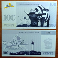 2011 100 VENTI LATVIA , Lettland , Lettonia Local Currency Venspils City,cow , Lighthouse, Beacon, Pharos, Seamark  Unc - Letland