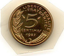 5 Centimes 1987 FDC - Sonstige & Ohne Zuordnung
