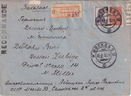 URSS  1936 LETTRE RECOMMANDEE DE MOSCOU  AVEC CACHET ARRIVEE DESSAU - Brieven En Documenten