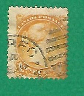 1870 / 1893 N° 28 VICTORIA 1 CENT A-JAUNE ORANGE  OBLITÉRÉ DOS CHARNIÈRE - Variétés Et Curiosités