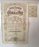 NICE Le 1er Août 1910  Société Fermière Des Casinos De Nice - Société Anonyme Siège Social Au Casino Municipal - Casino