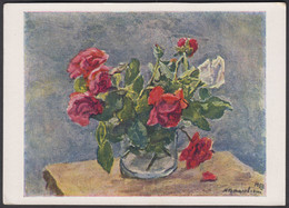 RED ROSES BY M.KONCHALOVSKY--SOVIET CARD/1965 - Other Illustrators