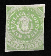 Scott No 7 F 10 Centavos Green - Autres & Non Classés