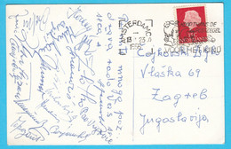 FK PARTIZAN BELGRADE On European Tour 1955 AUTOGRAPHS Bobek Zebec Cajkovski Milutinovic .. Yugoslavia Football Autograph - Handtekening