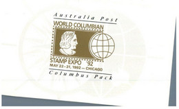 ((KK 1) Australian Presentation Stamp Foldr With 2 Over-printed Mini-sheet (World Clombian 92) - Hojas, Bloques & Múltiples