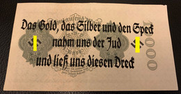 WW2 Germany Nazi Propaganda FORGERY Overprint On Genuine 10,000 Mark 1922 "Vampire" Banknote VF- - Andere & Zonder Classificatie