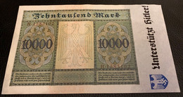 WW2 Germany Nazi Propaganda FORGERY Overprint On Genuine 10,000 Mark 1922 "Vampire" Banknote EF - Other & Unclassified