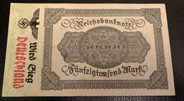 MUSTER Germany Nazi Propaganda FORGERY Overprint On Genuine 50,000 Mark 1922 P81 Banknote VF - Andere & Zonder Classificatie