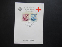 BuM Gedenkblatt Kriegshilfswerk Für Das Rote Kreuz, Mit Sonderstempel Budweis 1 Wehrkampftage Der SA 1942 - Cartas & Documentos