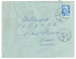 VULAINES Sur Seine Seine Et Marne  Lettre 15F Gandon Yv 886 Ob 1955 Cercle Pointillé Recette Distribution Lautier B7 - Manual Postmarks