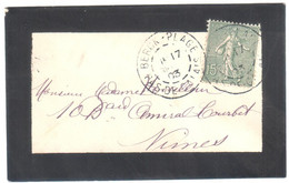 BERCK PLAGE  Carte De Viste Mignonette Deuil Semeuse Yv 130 Ob 1903 - Cartas & Documentos