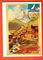 CHE1-04a Zermatt Repro D'affiches Litho Viège-Zermatt-Gornergratt CARTE MAXIMUM 1982. Grand Format - Viège