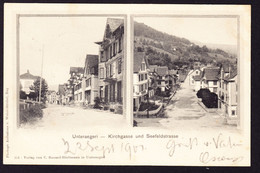 1901 Gelaufene AK, Unterägeri, Kirchgasse Und Seefeldstrasse. Rücksseitig Minim Fleckig. - Unterägeri