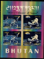 CB0702 Bhutan 1971 Apollo Landing On The Moon And Aerospace Achievement In 3D Stereo S/S - Bhutan