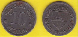 Germany NOTGELD Germania 10 Pfenning 1918 Kriegsgeld  Coblenz Stadt Magnetic - Token - Monetary/Of Necessity