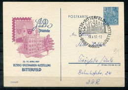 F0970 - DDR - Privat-Ganzsache Bezirks-Briefmarken-Ausstellung Bitterfeld (entspr.Sonderstempel) Nach Tröglitz - Private Postcards - Used