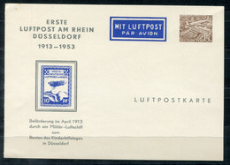 F0985 - BERLIN - Privatganzsache Aus 1953 "Erste Luftpost Am Rhein" - Privatpostkarten - Ungebraucht