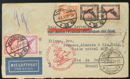 Alemania, Aéreo. Sobre Yv . (1930ca). Conjunto De Tres Cartas Y Dos Tarjetas Postales Voladas Por Zeppelin En Diferentes - Andere & Zonder Classificatie