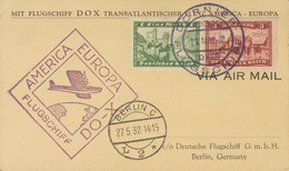 Alemania. Sobre Yv 355, 357. 1932. 1 M Verde Y 3 M Carmín. Tarjeta Postal Dirigida A BERLIN. Matasello DORNIER / DOX / F - Andere & Zonder Classificatie