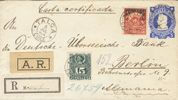 Chile, Entero Postal. Sobre 26, 50. 1904. 5 Ctvos Ultramar Sobre Entero Postal Certificado De TALCA A BERLIN (ALEMANIA), - Otros & Sin Clasificación