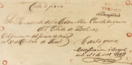 Colombia, Prefilatelia. Sobre . 1857. Certificado De COROZAL A CARTAGENA. Marca COROZAL, En Rojo (estampada Dos Veces),  - Andere & Zonder Classificatie