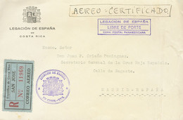 Costa Rica. Sobre Yv 14(3), 17(6). 1934. 5 Cts Verde, Tres Sellos Y 20 Cts Azul, Seis Sellos (al Dorso). Certificado De  - Other & Unclassified