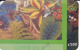 TARJETA DE COSTA RICA DE UN COLIBRI-IGUANA Y TORTUGA (BIRD-PAJARO-TURTLE) - Costa Rica