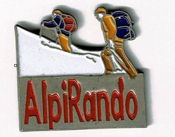 SP46 Pin's Randonnée Alpirando Alpes Bleu Et Jaune  Achat Immédiat - Alpinism, Mountaineering