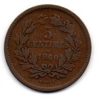 Luxembourg 5 Centimes 1860 TB - Lussemburgo