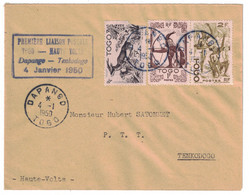 GRIFFE " PREMIÈRE LIAISON POSTALE TOGO HAUTE VOLTA DAPANGO TENKODOGO 4 JANVIER 1950 " Sur LETTRE AFFRANCHIE À 8F - Storia Postale